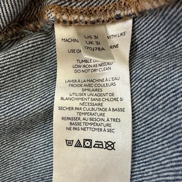 We The Free People Cosmico Flirt Denim Pleated Raw Hem Mini Skirt Rain Wash 31 - Picture 8 of 8